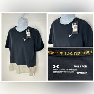 Under Armour NWT Project Rock Heat Gear Colorblock Loose Fit Tee Shirt Small $45